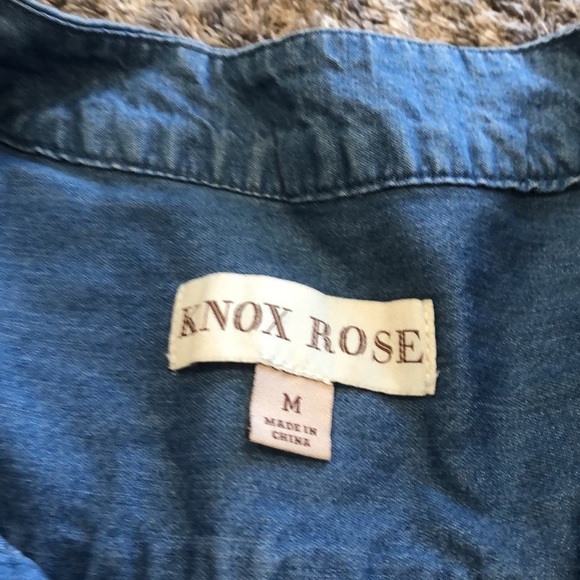 Knox Rose Boho Embroidered Sleeveless Denim Jean Dress M Western Chambray - Picture 6 of 7